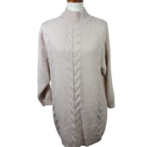 Princess Polly Cream Mock Neck Cable Sweater Dress / Tunic Size M/L